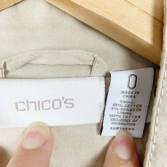 Chicos Khaki Embroidered Blazer - Picture 3 of 6